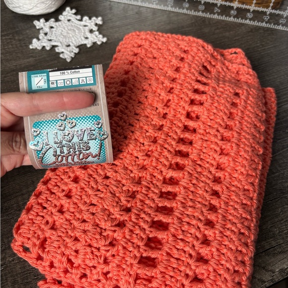 Elegant Coral Crochet Infinity Scarf - Picture 13 of 14